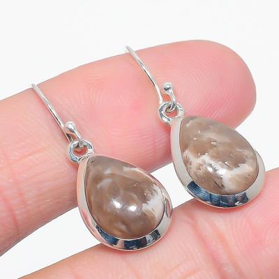 Natural Fossil Coral Gemstone 925 Solid Sterling Silver Gift Earring 1.50" B1p68