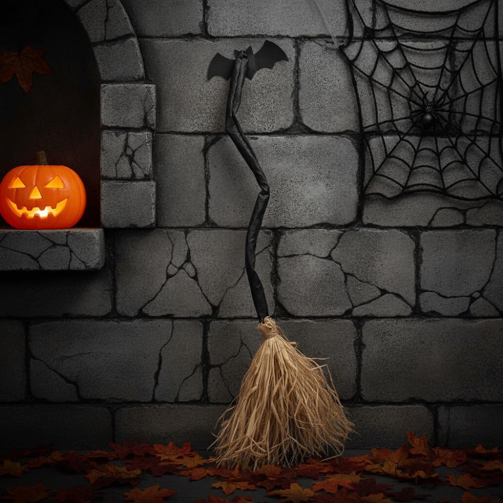Bendable Stick Animated Dancing Witch Broom Glowing Halloween Party Broom Prop Indoor