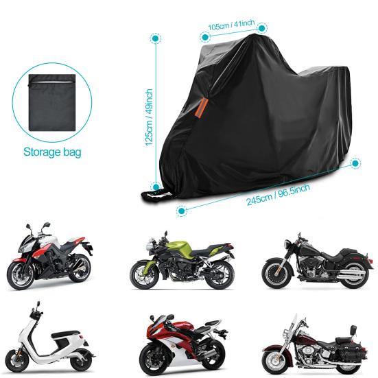 Pokrowiec na motocykl Tkanina Oxford 420D Wodoodporny Zewnętrzny Schron Ochronny na Skuter z Otworami na Zamek