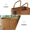 Alipis Decorative Woven Basket with Handle, Brown Plastic Rattan Flower Arrangement Basket for Storage, Picnic, Home Decor, Fruits, Vegetables,
