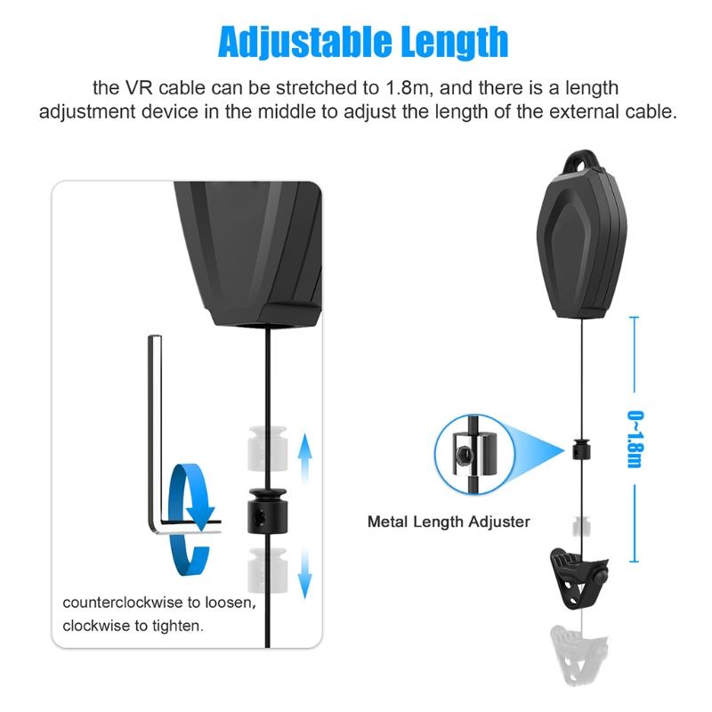 For Oculus Quest 2/Rift/Rift S/Valve Index HTC Vive Reverb  Link Cable VR Cable Retractable Ceiling Pulley System