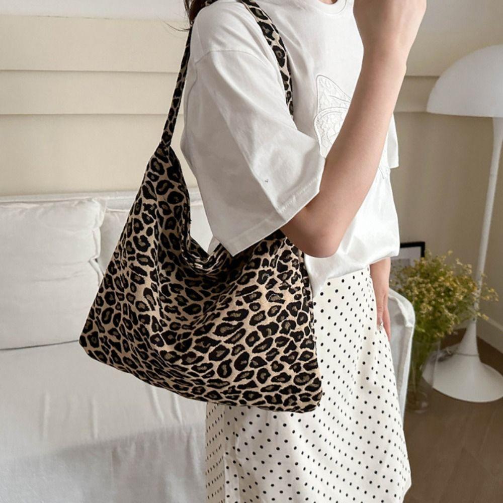 Cloth Leopard Print Crossbody Bags Retro Messenger Bag Vintage Shoulder Bag  Outdoor
