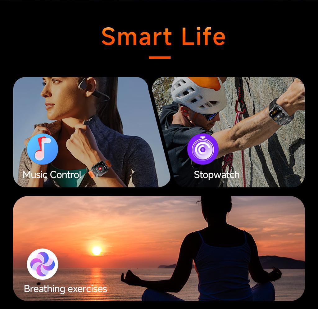 2025 New Men's Smart Watch Bluetooth Call 1100mAh Large Battery 60 days standby time 2.01 inch Screen IP68 Waterproof Motion Tracker