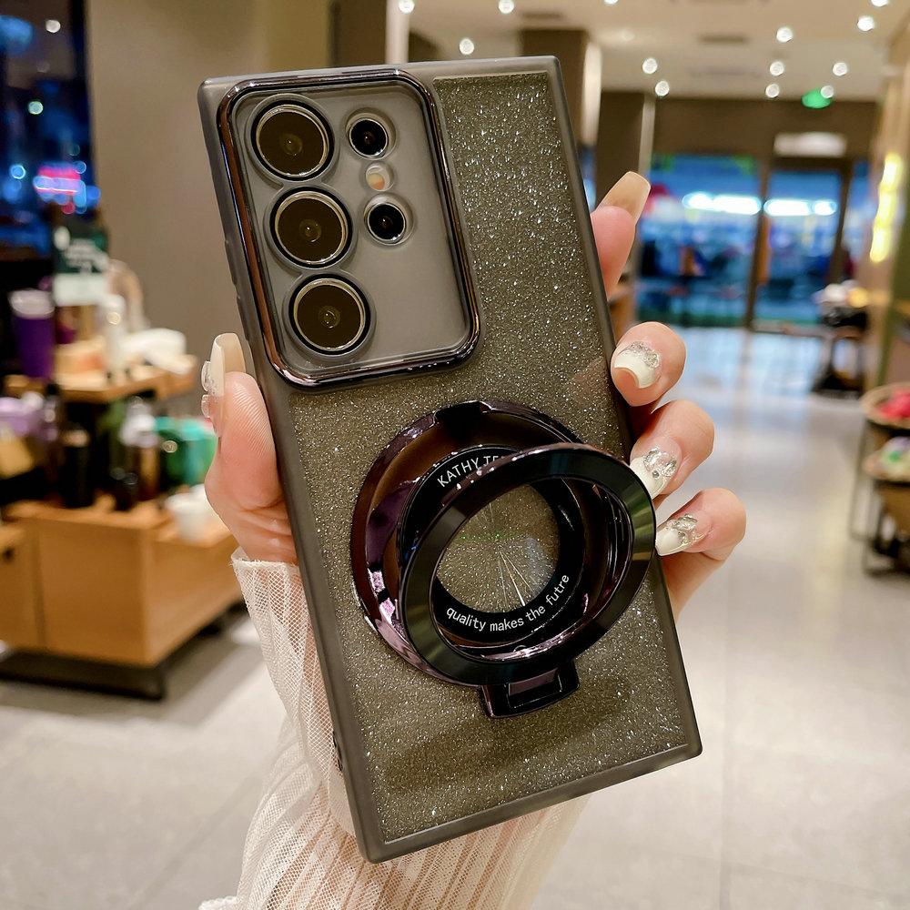 For Samsung Galaxy S24 Ultra Bling Ring Holder TPU Case Magnetic TPU Case For Galaxy S24 S23 FE S22 S21 Ultra