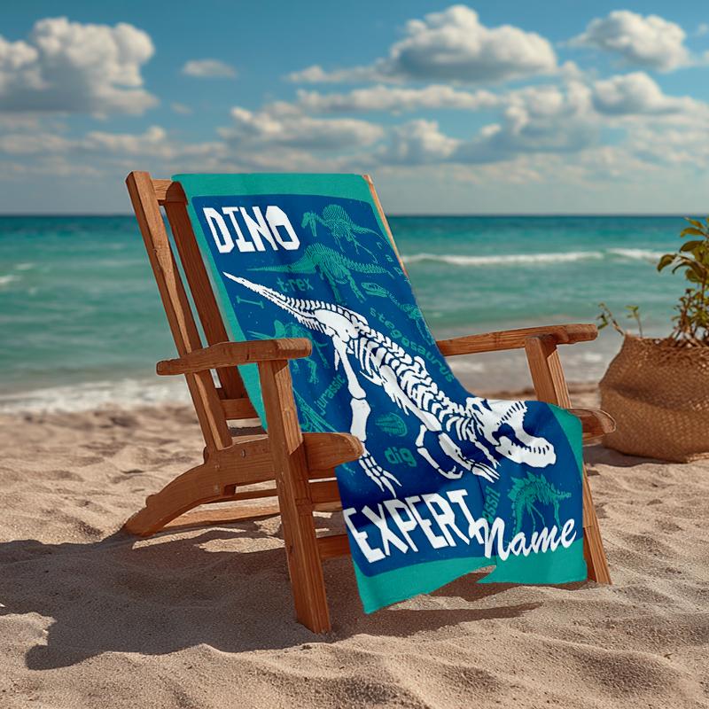 Personalisierbares Ultra-Weiches Strandtuch mit Dinosaurier-Thema, Ideal für Pool - Camping, Tauchen - Perfekter Reisebegleiter, Lebendiges Strandtuch.