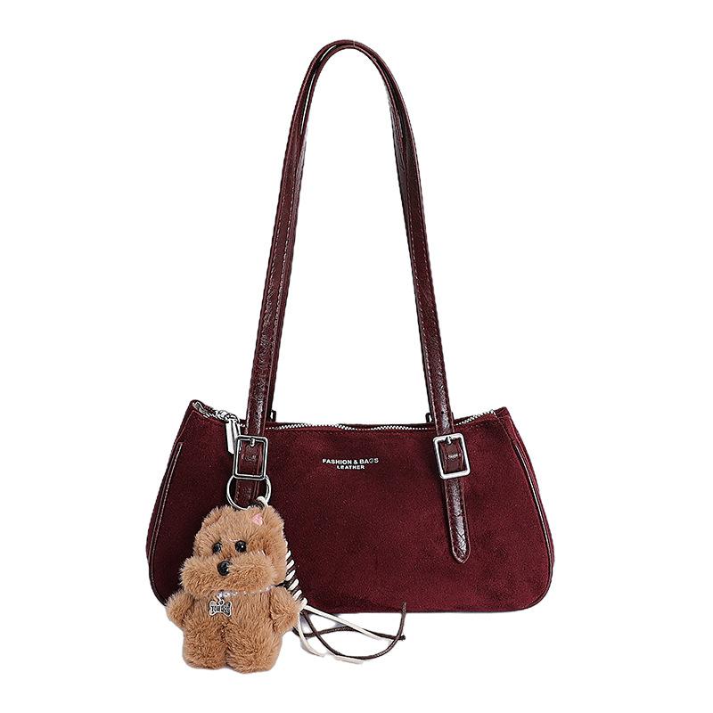 Suede bag women's 2025 new trendy fashion versatile shoulder messenger bag premium sense Maillard armpit bag