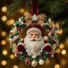 Festive Home Accents Cute Santa Christmas Ornaments, 2D Flat Acrylic Claus Hanging Durable Festival Ornaments Decoration for Holiday Tree, Indoor,