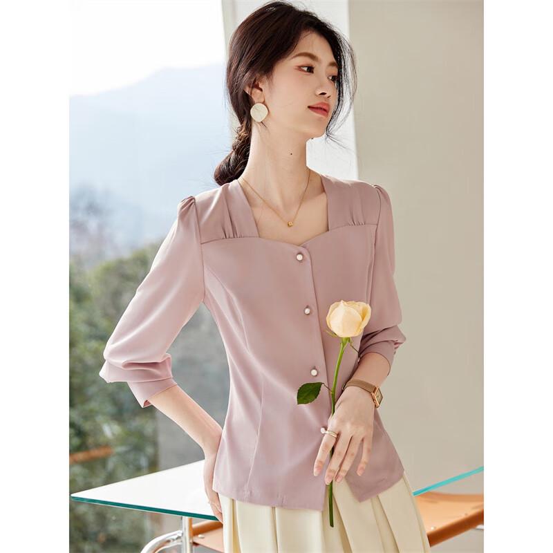 Elegant French Style Slim-Fit Blouse L