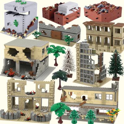 Militare WW2 MOC Rovine Casamatta Blocchi da Costruzione Armi Esercito Mattoncini Fortezza Pino Accessori Giocattolo Regalo