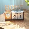 Wooden Home Perpetual Calendar with Pen Holder Block Perpetual for Home Office Desk Organizer Decoration