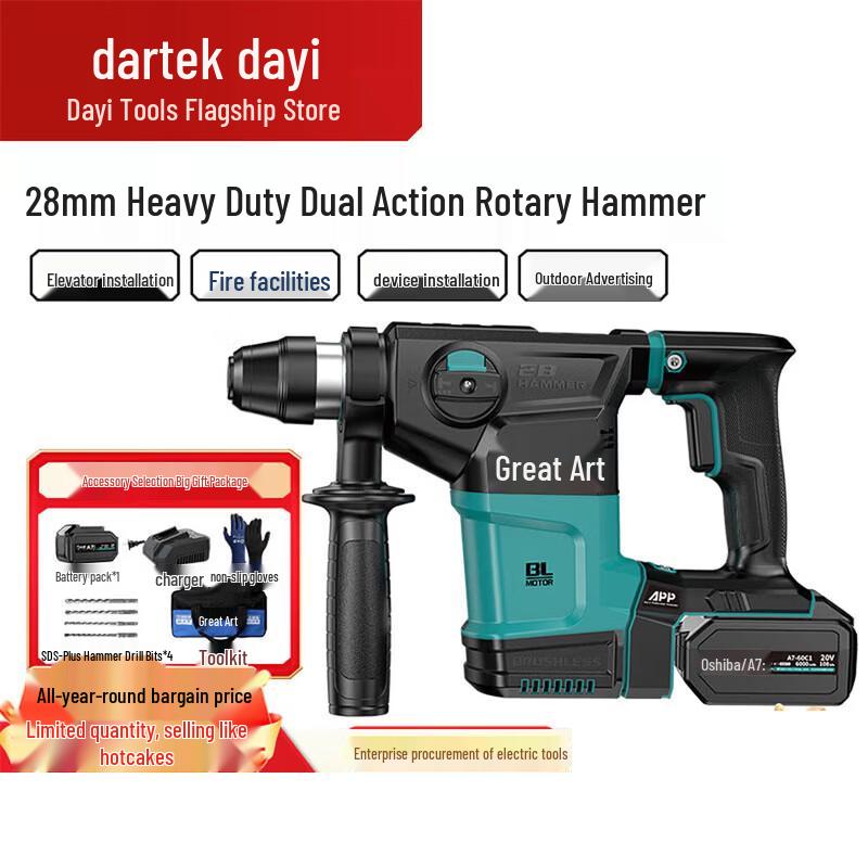 Dayi Cordless Brushless Rotary Hammer Drill CN plug (adapter included)