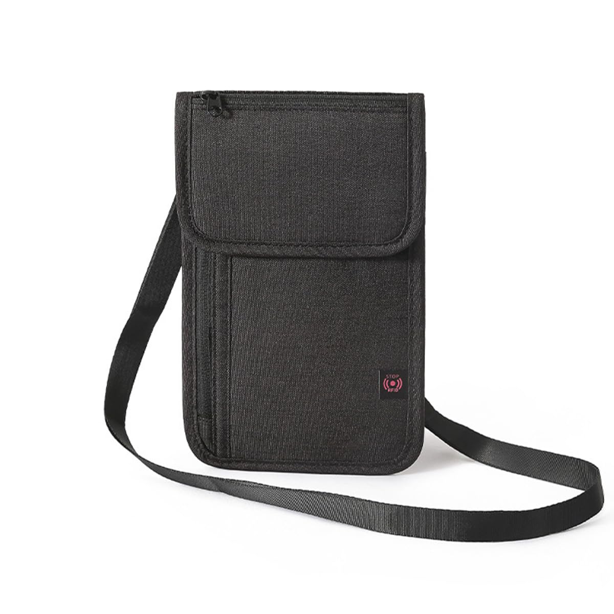 

Паспорт висит на шее, Чехол для защиты от скимминга за границей [ES United], Многофункциональный, Шейный, Предотвращение, Тонкий, Легкий, Для путешествий, Для ношения с собой чёрный