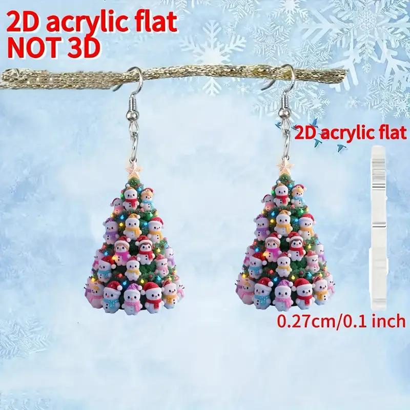 Cross-border creative star Christmas tree earrings acrylic flat Christmas gift holiday cartoon doll earrings