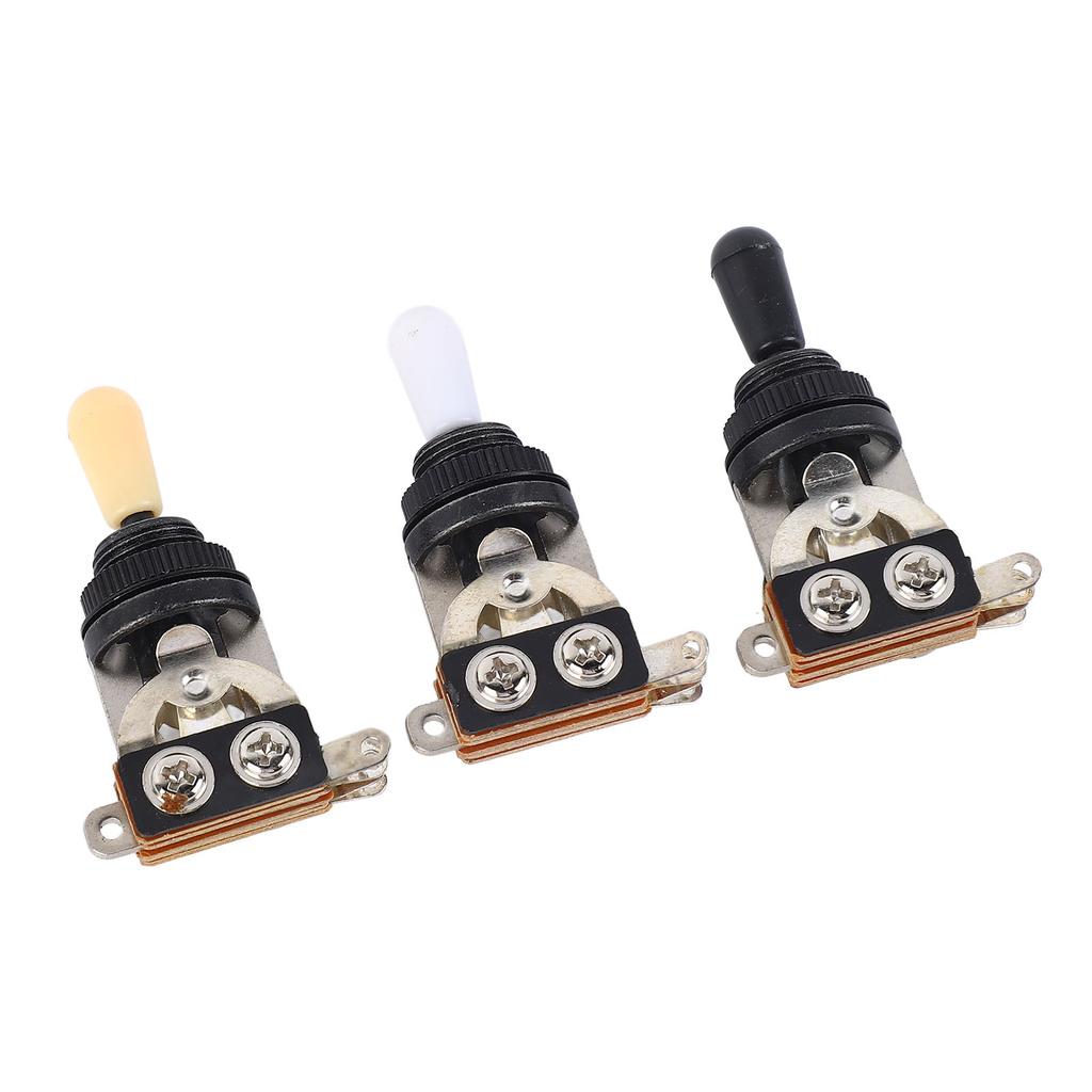 3pcs 3 Way Guitar Toggle Switches Short Straight Switch with Black White Cream Tips for Electric Guitar Black