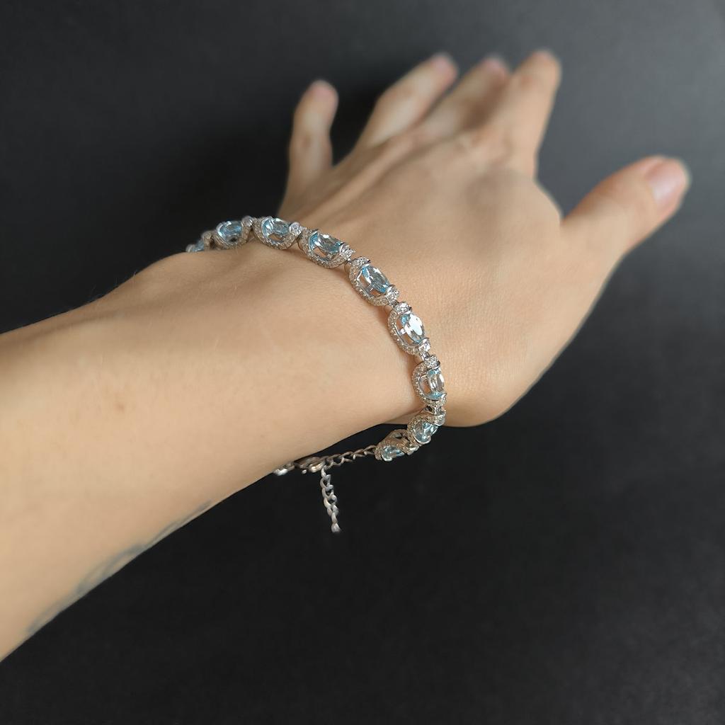 Silver Bracelet with Natural Topaz 11.335ct, Item Weight 12.24 G (2205630)