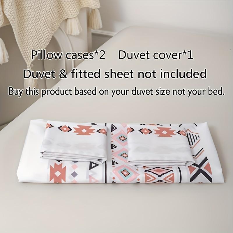 3Pcs Rhombus Pattern Geometric Duvet Cover Set 1Dovlet + 2 Pillowcases (No Inserts) Home & Student Room Print Christmas Gift
