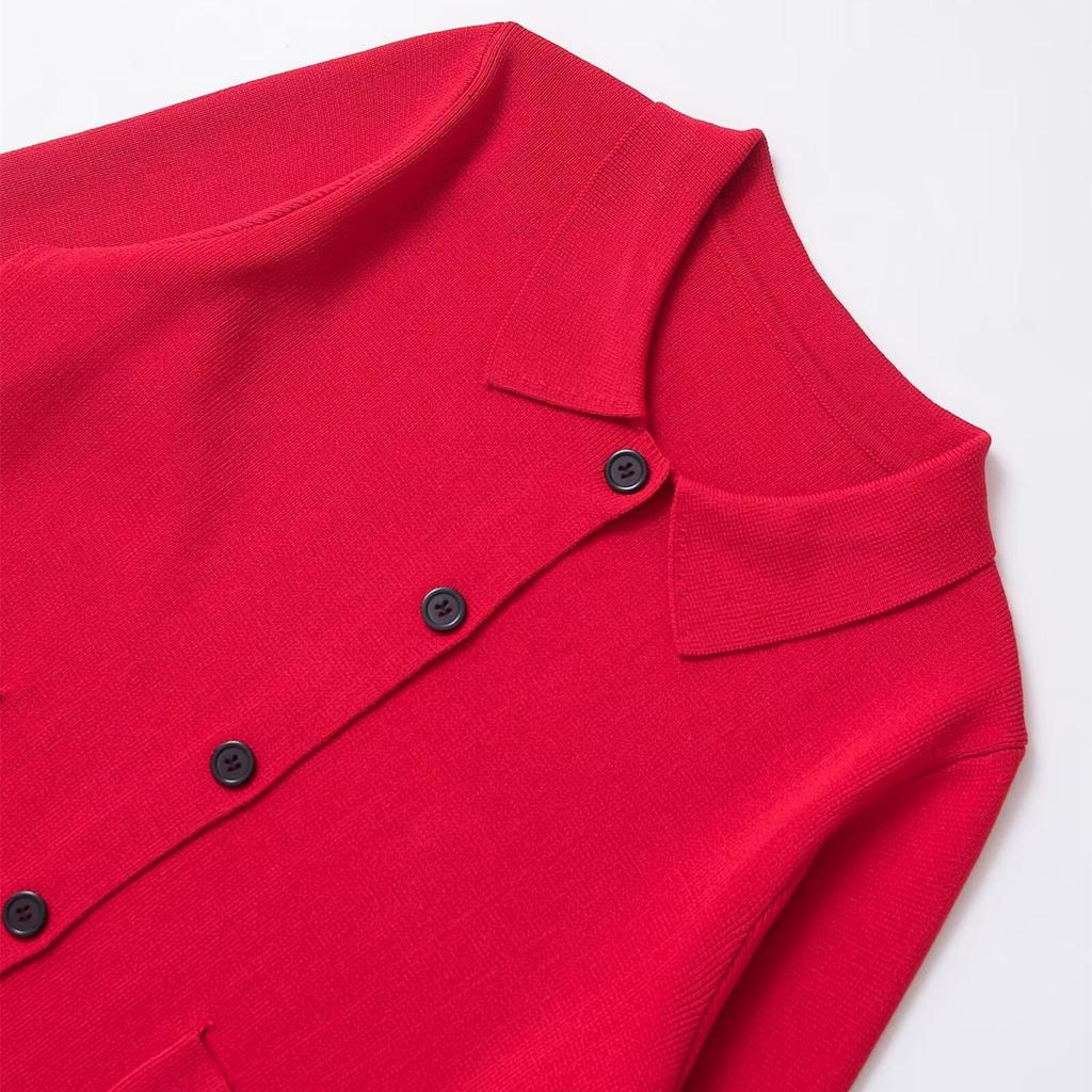 Spring 2025 Women's Versatile Knit Cardigan: Elegant, Commuter-Friendly Lapel Design