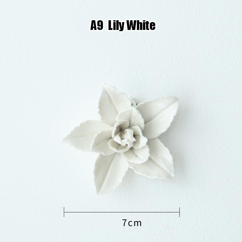 Creative Ceramic Flower Wall Decoration Ceramic Lily Flower Wall Hanging Crafts Home Livingroom TV Background Decor Ornaments