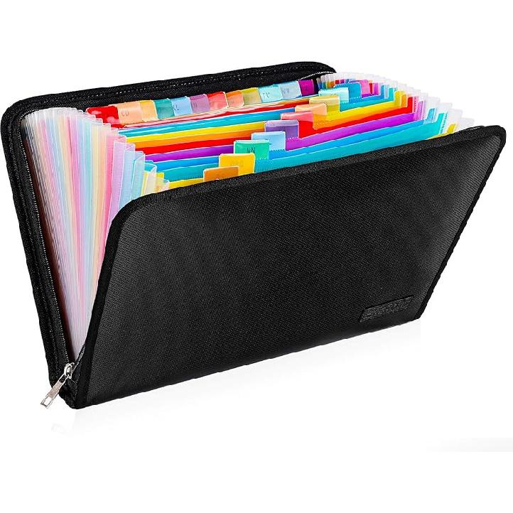 ENGPOW Expanding File Folder, Fireproof File Organizer with 25 Colored Pockets,Labels,Zipper Closure,Fireproof and Water Resistant Safe Storage for