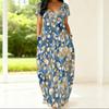 Plus Size Women Summer Dress Crew Neck Short Sleeve Loose Fit Apparel For Casual Home And Outdoor Walking