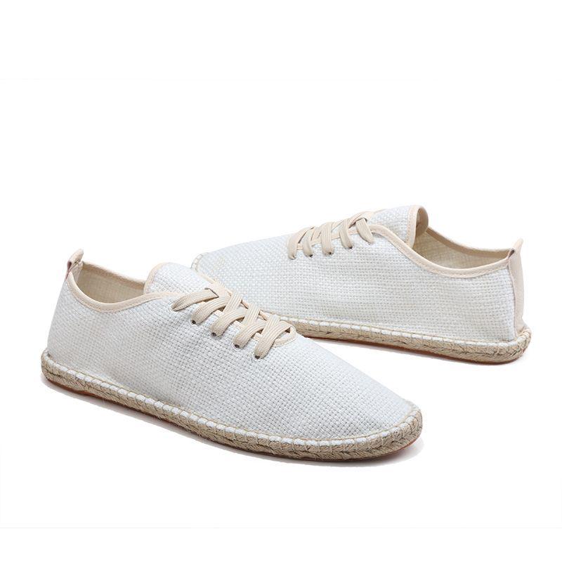 Men 'S Shoes Breathable Fisherman 'S Shoes Straw Flat Linen Canvas Shoes Men 'S Breathable Casual Small White Shoes