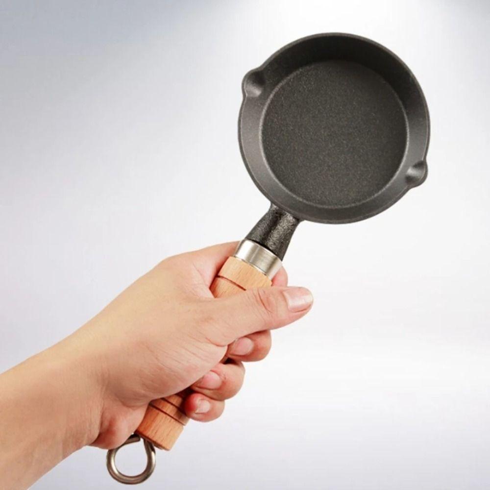 New Uncoated Cast Iron Frying Pan Thickened Black Non Stick Frying Pan Mini Cooking Pot Household