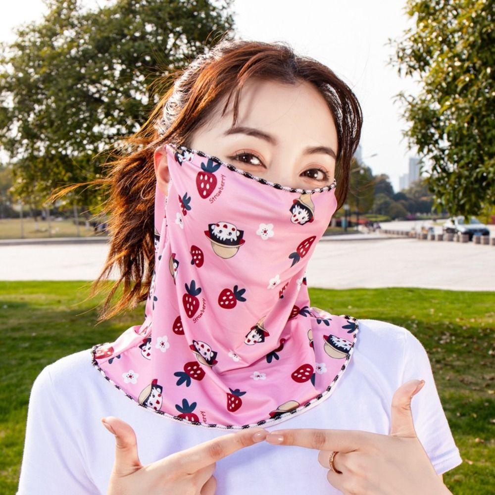 

UV Protection Ice Silk Mask Floral Sunscreen Face Scarf Fashion Face Cover Windproof Style 5