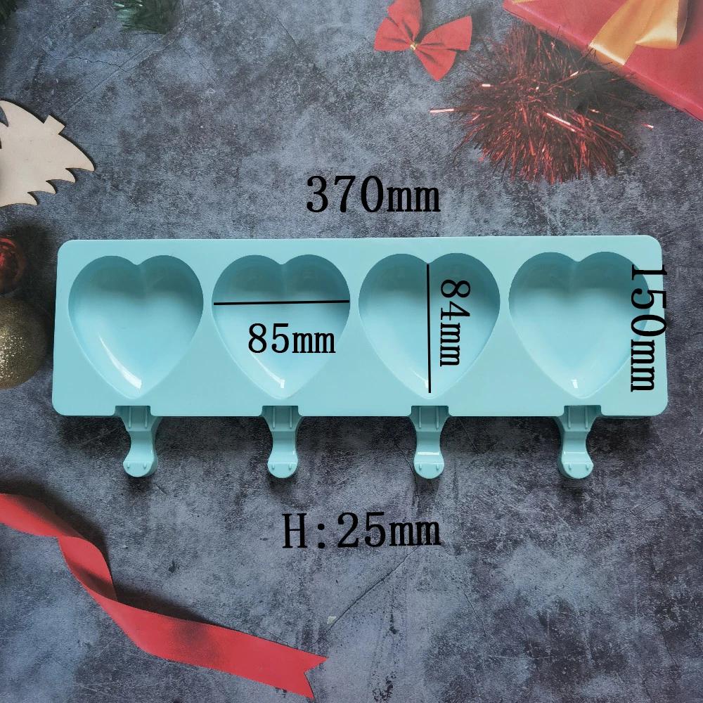 Ice Cream Mold Heart Shape Silicone Popsicle Form Maker Lolly Moulds Cube Tray for Party Bar Decoration Fondant Molds