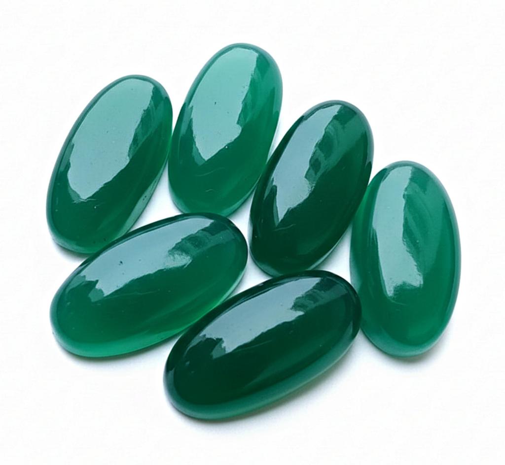 Natural AAA+ Green Onyx Oval Cabochon Gemstone Large Size Bulk Lot
