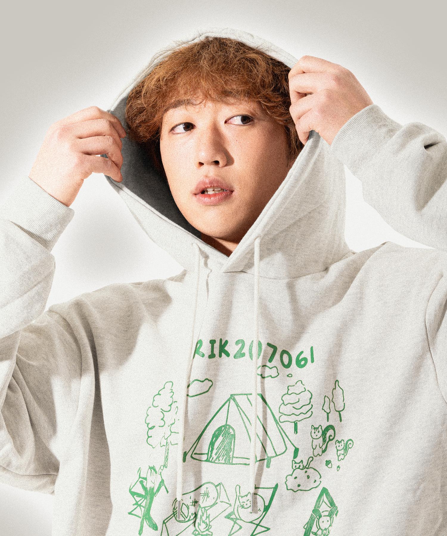 Henrik 207061 Henrik Camping Drawing Hoodie Back Melange White Melange / 2Xl~3Xl