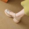 Thick-soled bag head sandals women's leather muffin one-button Roman shoes 2025 new summer high-heeled hollow Mary Jane shoes