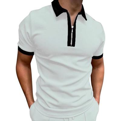 Ανδρικό Πόλο κοντομάνικο για το Καλοκαίρι, Μοντέρνο Πόλο με Φερμουάρ Casual Στενής Εφαρμογής Διαπνέον Μοντέρνο