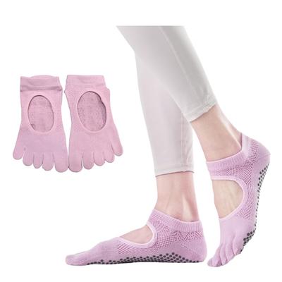 Mignon Yoga Socks for Cute and and Grip Socks Socks, Five-Toe Pilates, Stylish, Non-Slip, Antibacterial, Odor-Resistant (Purple)