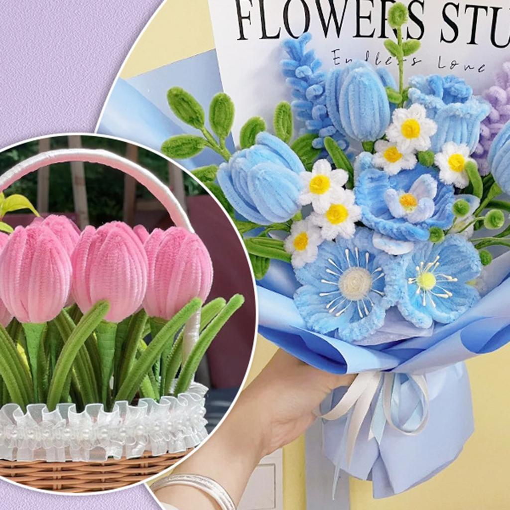 DIY Handmade Flower Craft Kit for Home Decor Simulation Flowers with Bent Wire Stems for Party Wedding Centerpieces