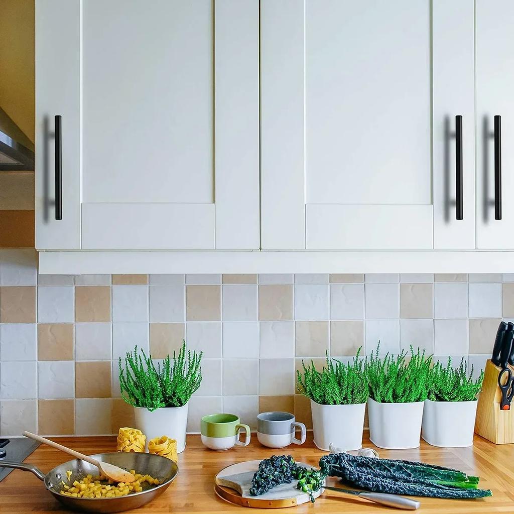 1pc Aluminum Alloy Black Cabinet Handles, Solid Kitchen Cupboard Pulls Drawer Knobs, Furniture Hardware Handle