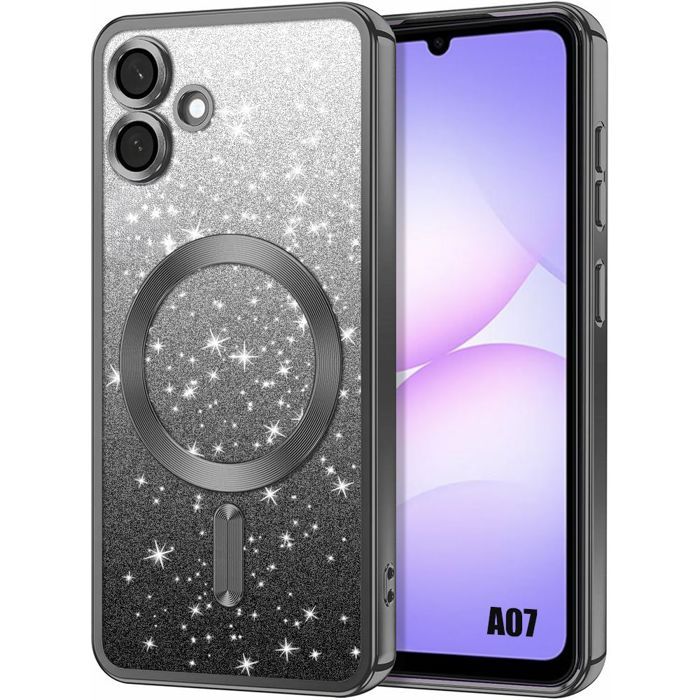 Protective Case - BOOLING - for Samsung Galaxy A07 - with Magnetic Circle and Camera Film - Black