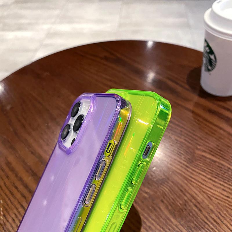 Lyxigt Aurora Laser Telefonfodral för iPhone 11 12 13 Pro Max 14 Plus IMD Soft TPU Silikonfodral för iPhone 14 Pro Max