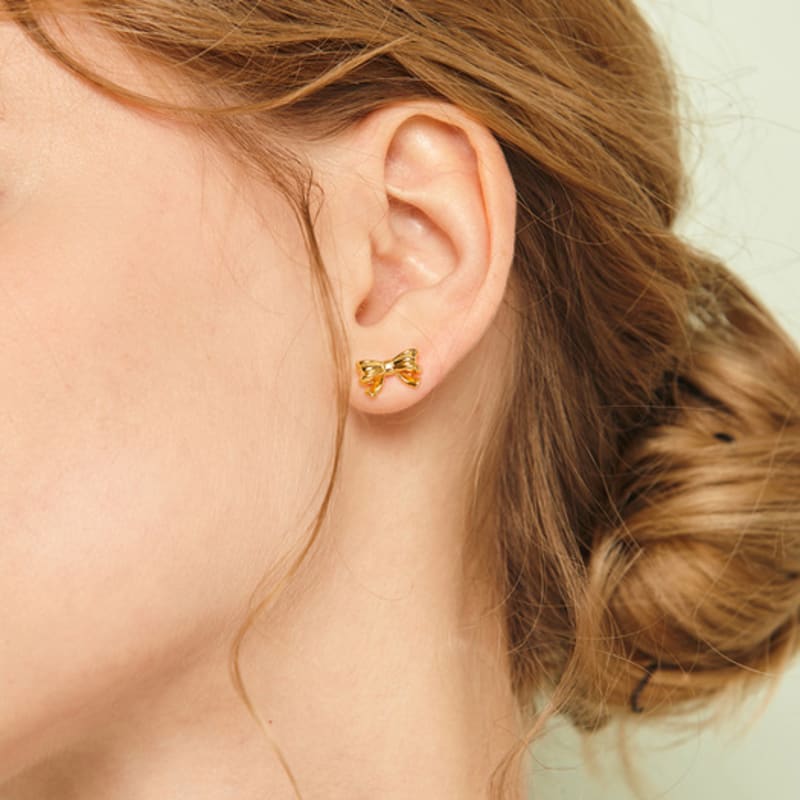 murmur [925silver]Volume ribbon stud earrings