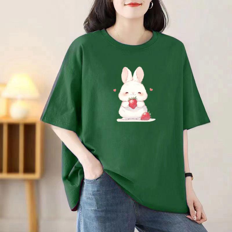 Summer New Short-sleeved T-shirt Female Korean Version of The Printed Loose Tops Loaded Cotton