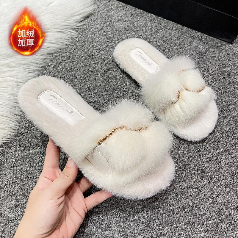 Mao Mao slippers women wear ins tide 2025 autumn and winter new Internet celebrity fashion fairy home flat cotton slippers