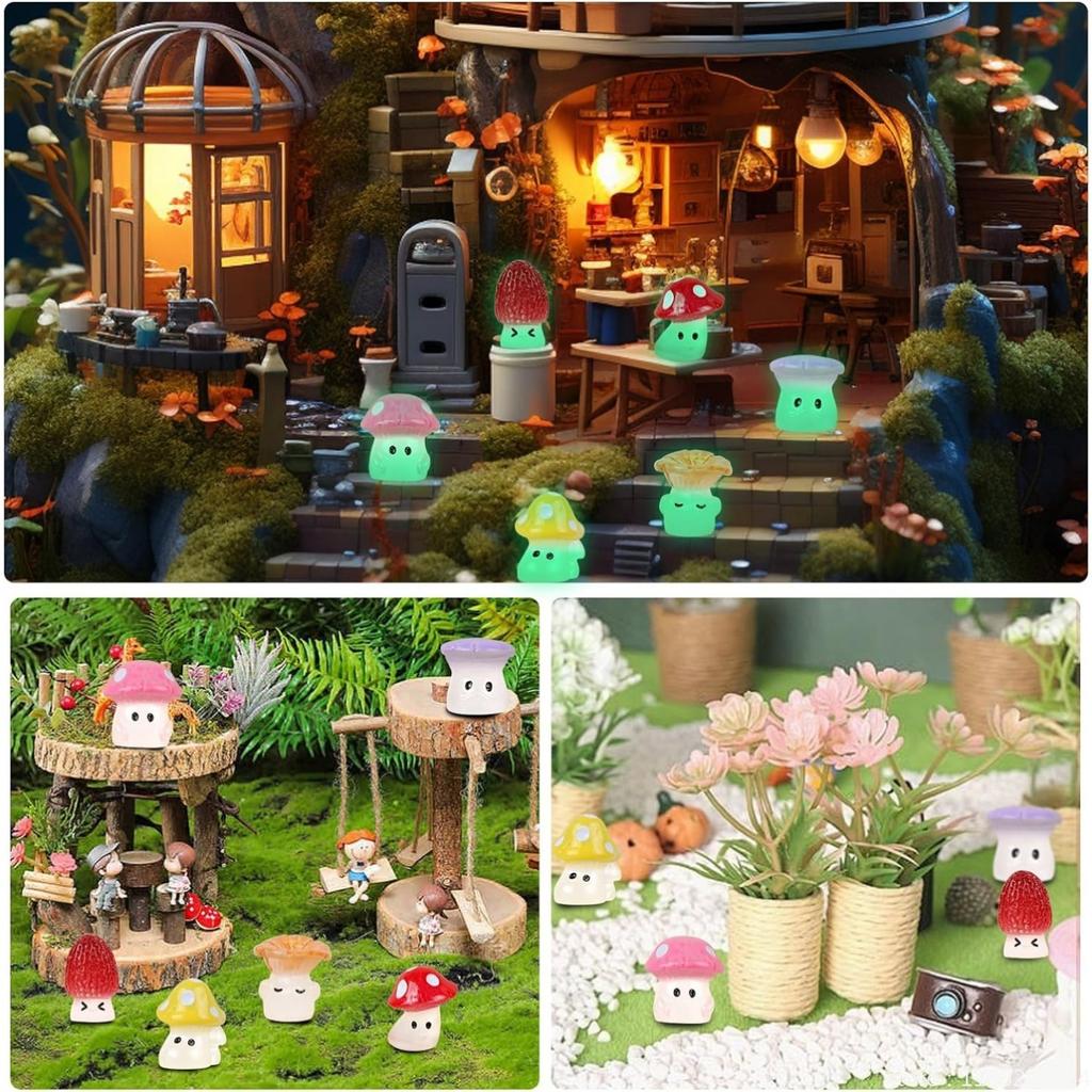 100/50 Stuks Miniatuur Paddenstoelen Gloeien 's Nacht Feeëntuin Decoratie Paddenstoel Hars Beeldjes Huis Decoratie Tafel Accessoires