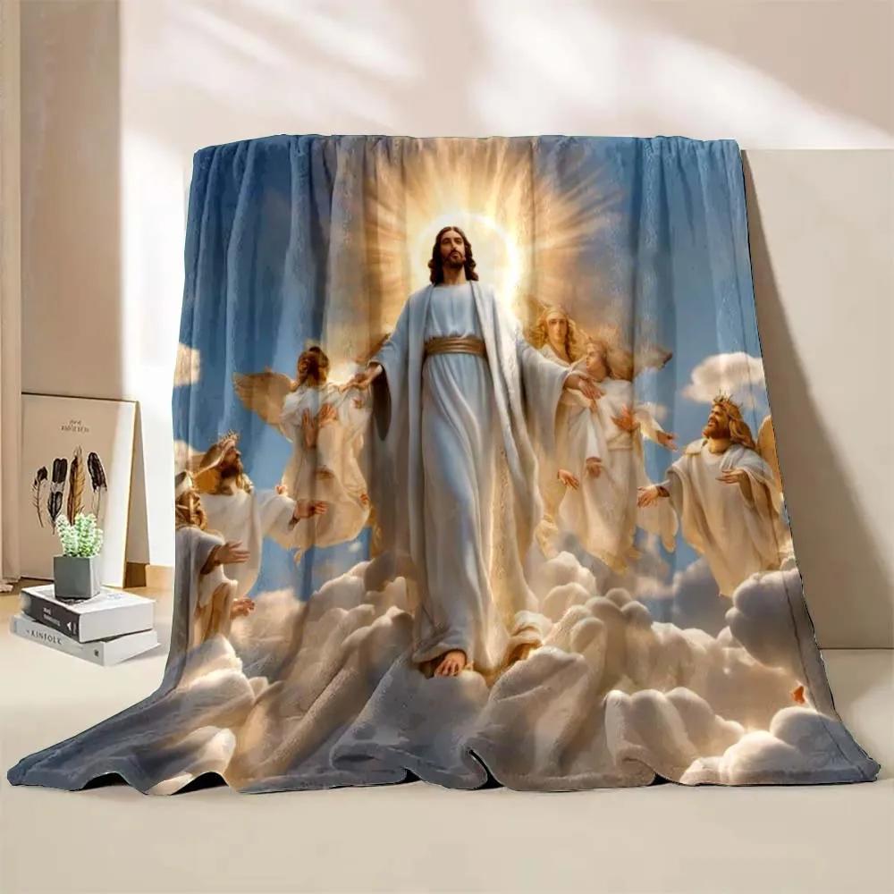 1PC God Jesus Believer Pray Printed Blanket Soft and Comfortable Home Travel Blanket Adult and Child Warm Blanket Catholic