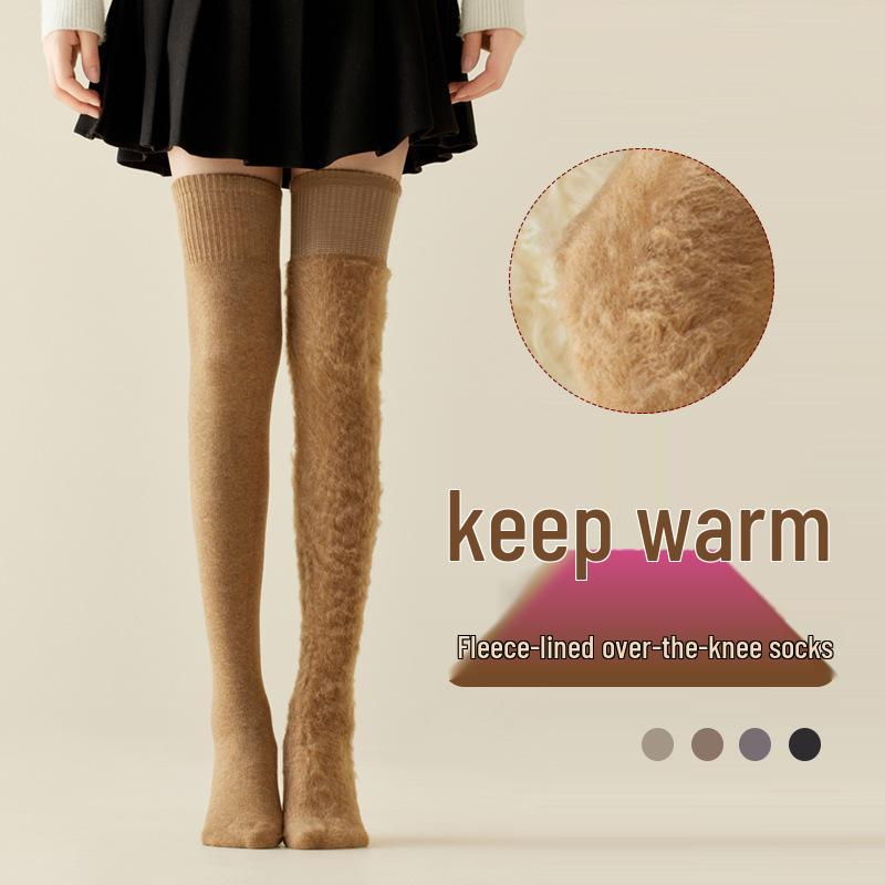Women's Super Thick Over-the-Knee Plus Velvet Socks with Knee Pads – Extra Long and Warm for Autumn and Winter
