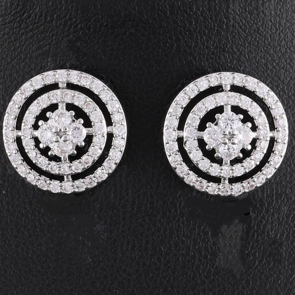 ZAKOL Fashion Multi Layer Round Circle Zircon Earrings Necklace For Women Luxury Wedding Party Accessories Gift