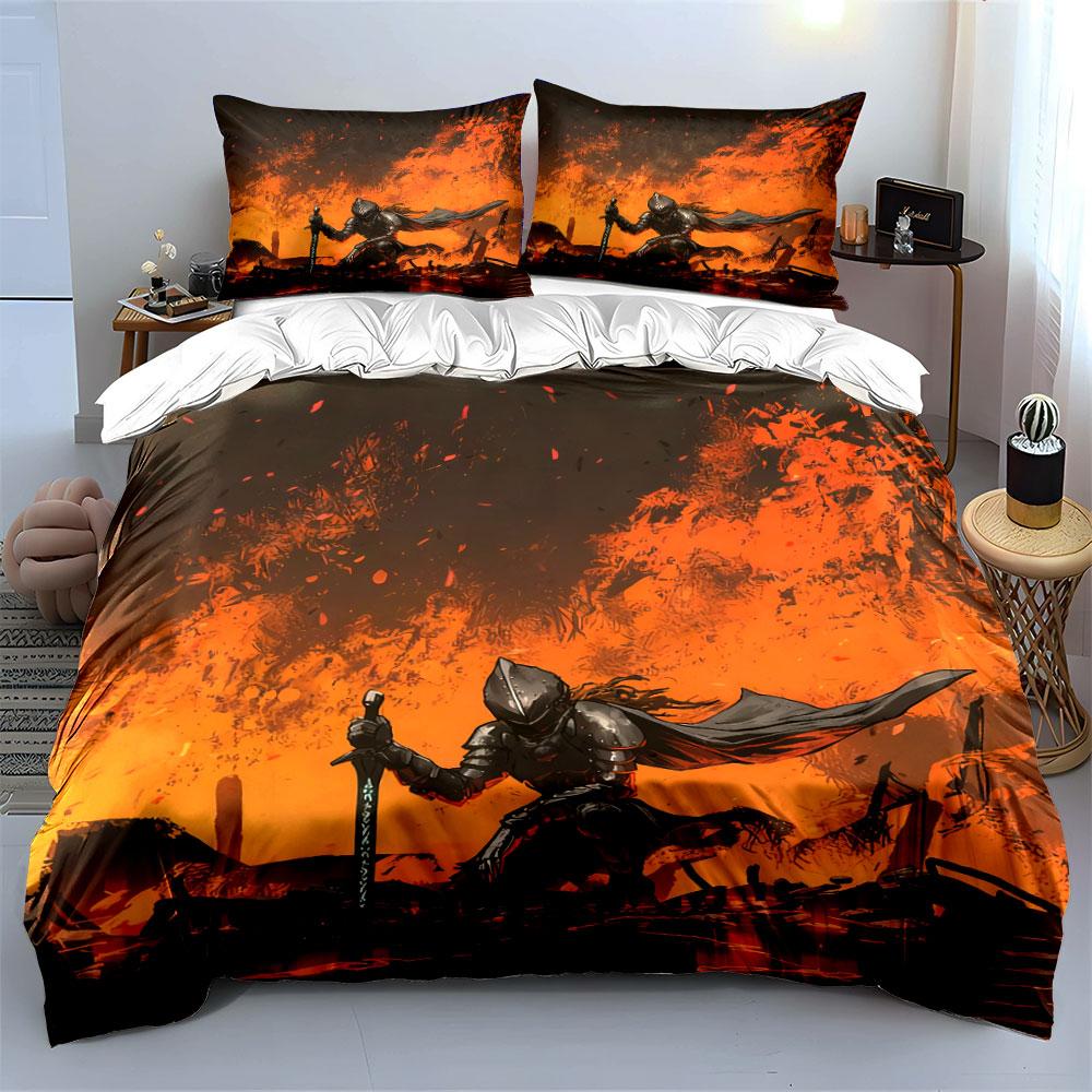 Medieval Knight Battle Decor Set Soft Comfortable Duvet Cover Bedding Set Included 1*Duvet Cover & 2*Pillowcases, Gift
