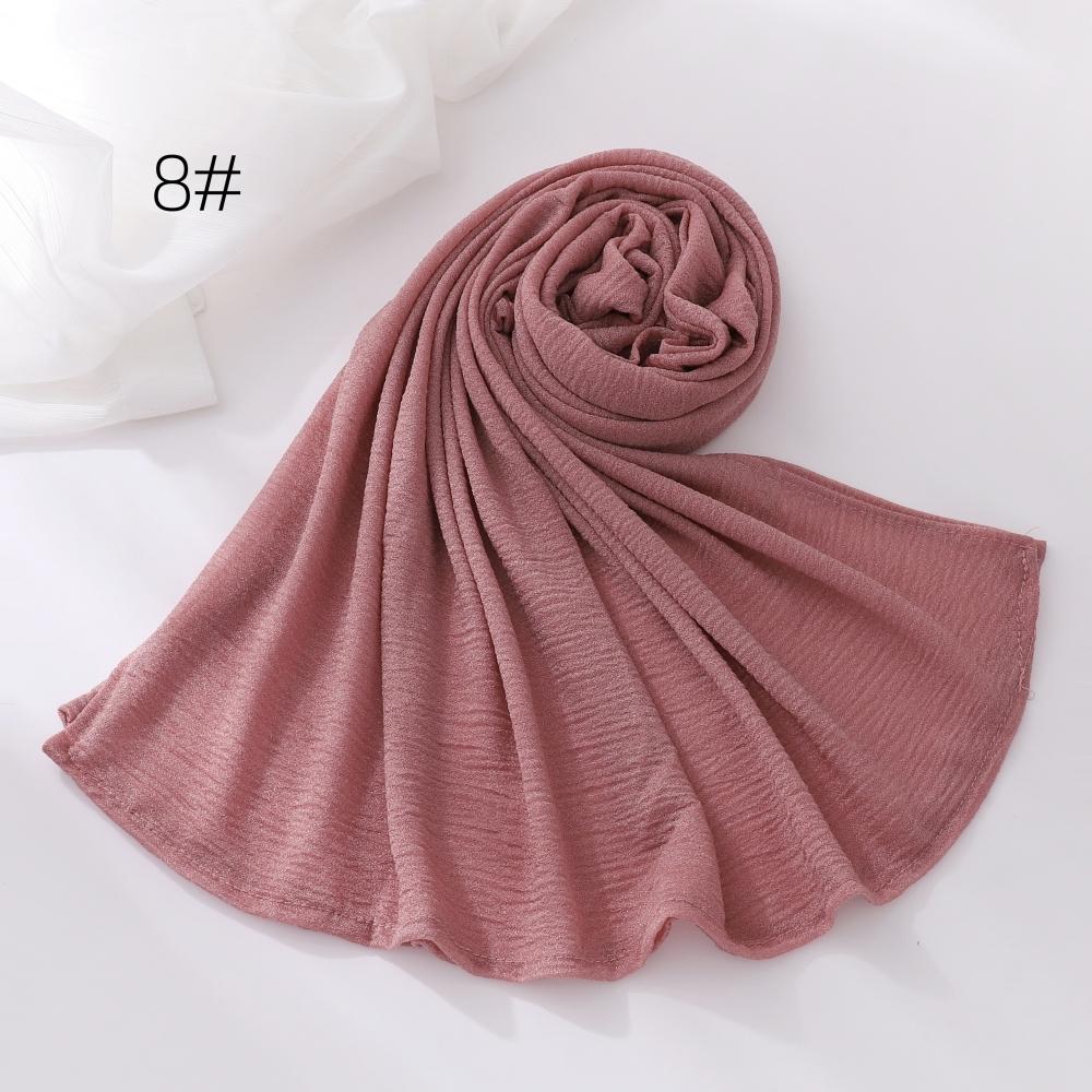 New Crinkle Cotton Polyester Hijab Scarf For Women Muslim Headscarf Wraps Solid Plain Shawls Islamic Headband Turbans Foulard