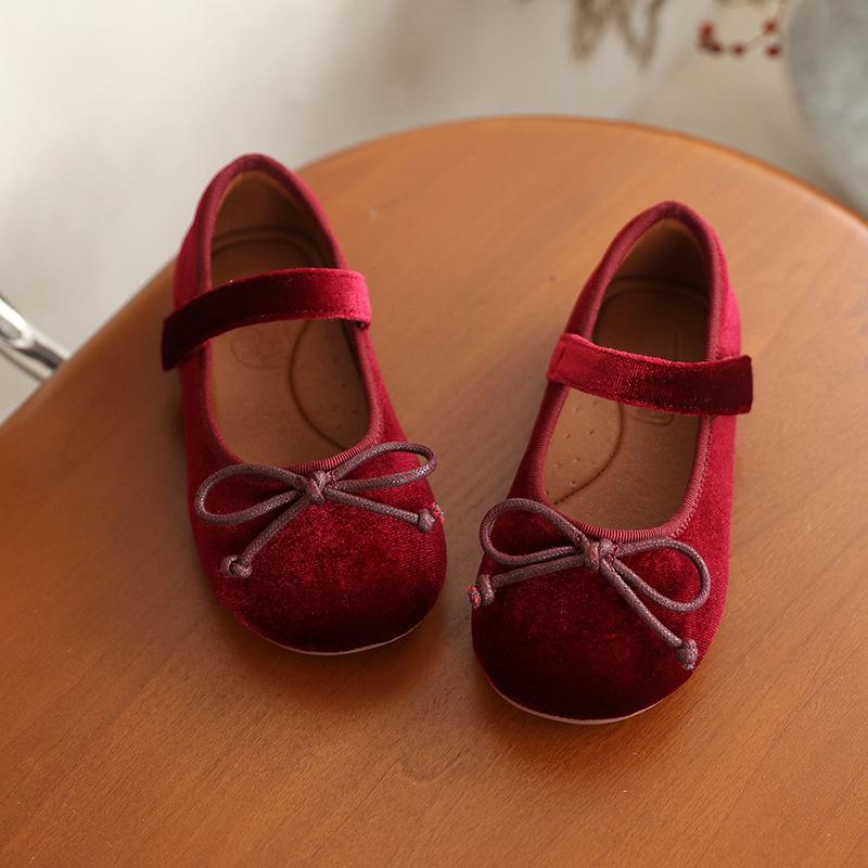 

Girls Princess Shoes Velvet Winter New Baby Casual Shoes Fashion Mary Jane Warm Plush Children Soft Sole Retro Dance Flat Shoes 24