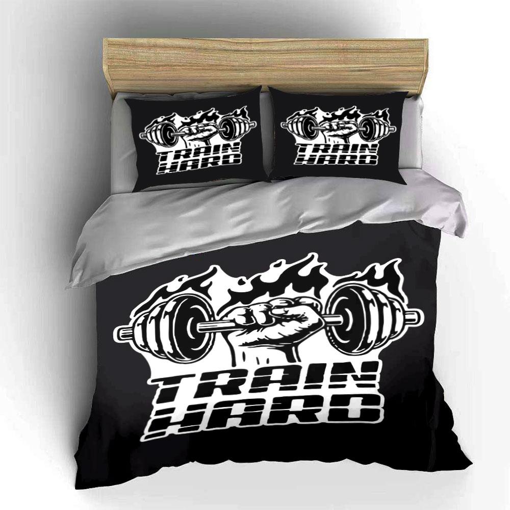 Hand gripping flaming barbell. Bedding sets Duvet cover sets Duvet covers Pillowcases(1*Duvet Cover 2*Pillowcases without duvet insert)