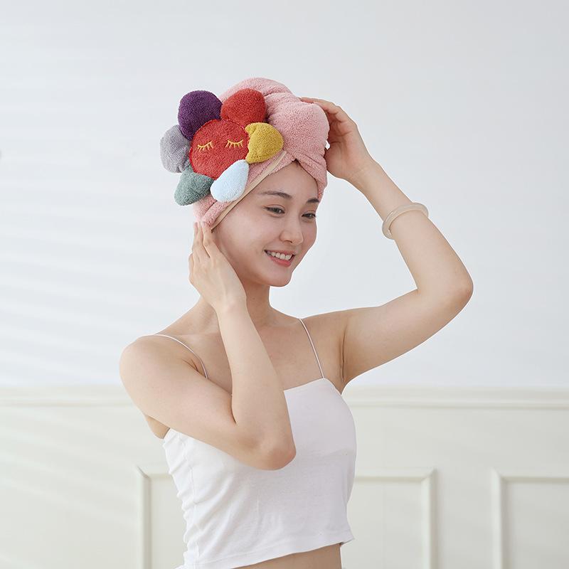 Women's Dry Hair Cap Thickened  Absorbent Coral Velvet Towel Quick-drying Turban