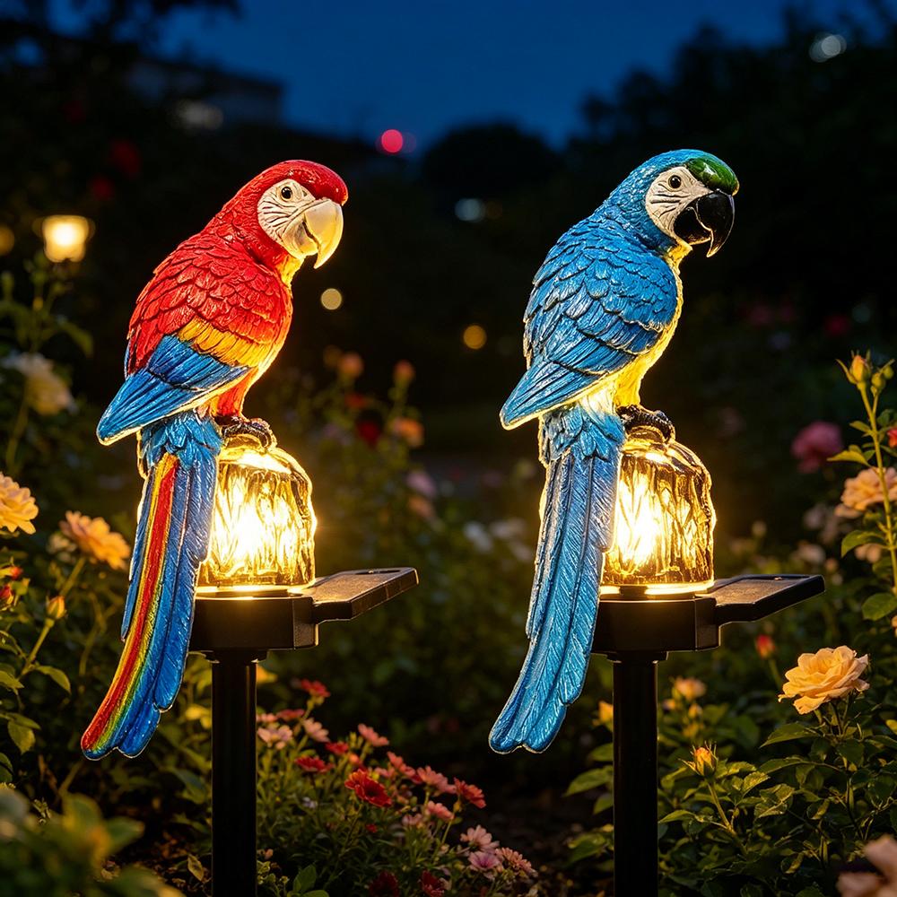 Solar Powered Parrot Garden Light: Waterproof Resin Ornament For Nighttime Holiday Decorations Home Decor Supplies